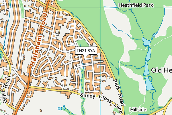 TN21 8YA map - OS VectorMap District (Ordnance Survey) TN21 8YA map - OS VectorMap District (Ordnance Survey)