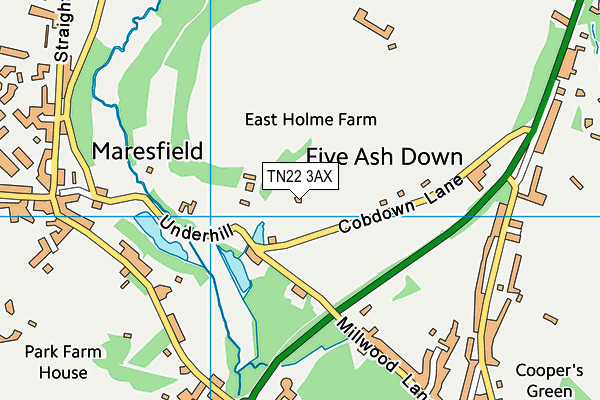 TN22 3AX map - OS VectorMap District (Ordnance Survey) TN22 3AX map - OS VectorMap District (Ordnance Survey)