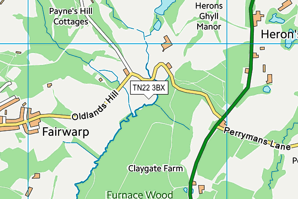 TN22 3BX map - OS VectorMap District (Ordnance Survey)