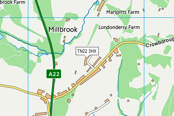 TN22 3HX map - OS VectorMap District (Ordnance Survey) TN22 3HX map - OS VectorMap District (Ordnance Survey)
