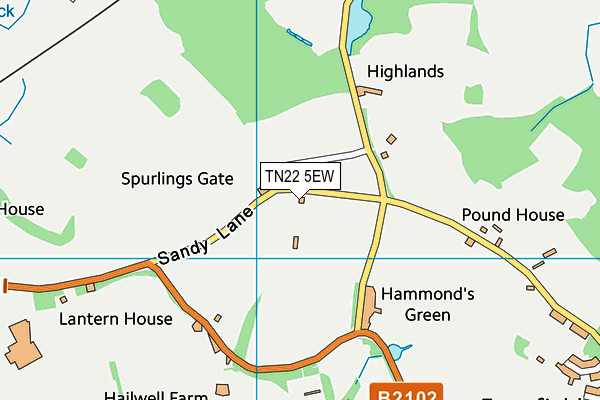 TN22 5EW map - OS VectorMap District (Ordnance Survey) TN22 5EW map - OS VectorMap District (Ordnance Survey)