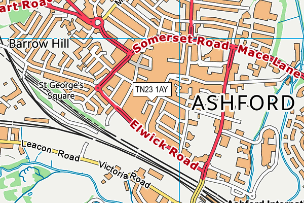 TN23 1AY map - OS VectorMap District (Ordnance Survey) TN23 1AY map - OS VectorMap District (Ordnance Survey)