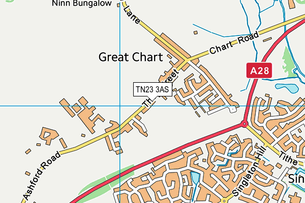 TN23 3AS map - OS VectorMap District (Ordnance Survey)