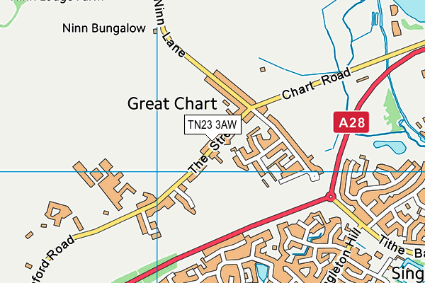 TN23 3AW map - OS VectorMap District (Ordnance Survey) TN23 3AW map - OS VectorMap District (Ordnance Survey)