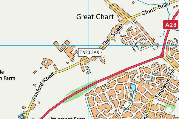 TN23 3AX map - OS VectorMap District (Ordnance Survey) TN23 3AX map - OS VectorMap District (Ordnance Survey)