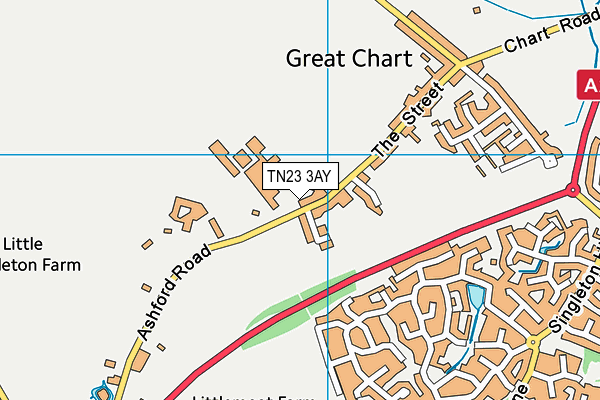 TN23 3AY map - OS VectorMap District (Ordnance Survey) TN23 3AY map - OS VectorMap District (Ordnance Survey)