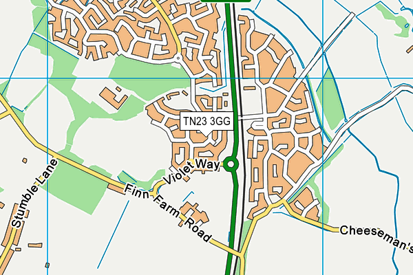 TN23 3GG map - OS VectorMap District (Ordnance Survey) TN23 3GG map - OS VectorMap District (Ordnance Survey)