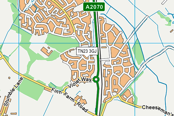 TN23 3GJ map - OS VectorMap District (Ordnance Survey) TN23 3GJ map - OS VectorMap District (Ordnance Survey)