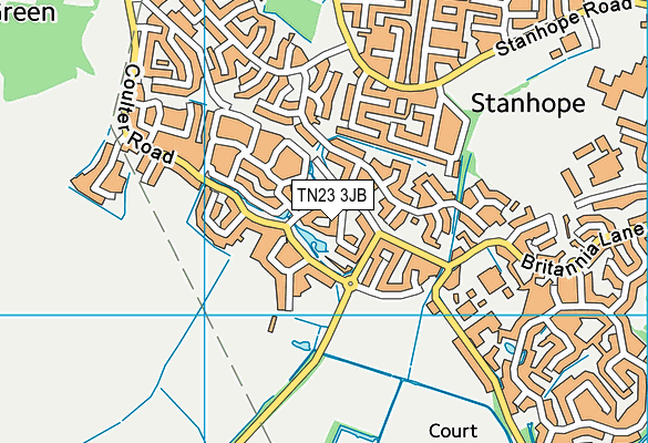 TN23 3JB map - OS VectorMap District (Ordnance Survey) TN23 3JB map - OS VectorMap District (Ordnance Survey)