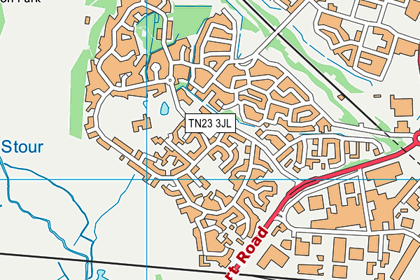 TN23 3JL map - OS VectorMap District (Ordnance Survey) TN23 3JL map - OS VectorMap District (Ordnance Survey)