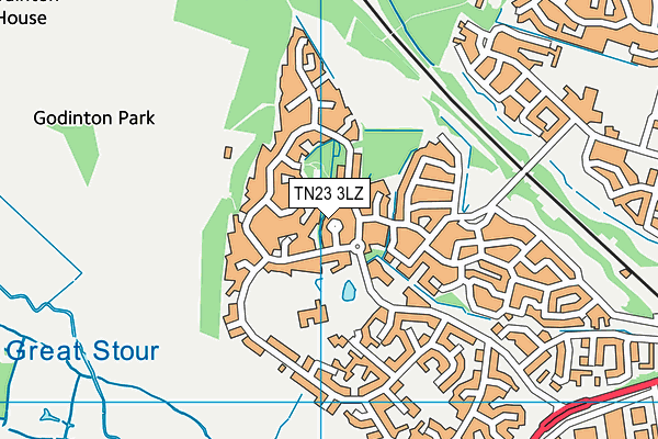 TN23 3LZ map - OS VectorMap District (Ordnance Survey) TN23 3LZ map - OS VectorMap District (Ordnance Survey)