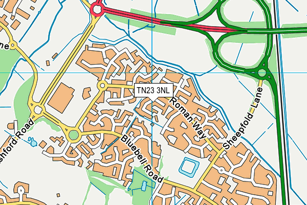 TN23 3NL map - OS VectorMap District (Ordnance Survey) TN23 3NL map - OS VectorMap District (Ordnance Survey)