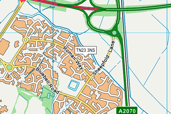 TN23 3NS map - OS VectorMap District (Ordnance Survey) TN23 3NS map - OS VectorMap District (Ordnance Survey)