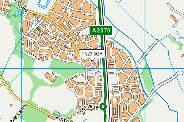 TN23 3QH map - OS VectorMap District (Ordnance Survey) TN23 3QH map - OS VectorMap District (Ordnance Survey)