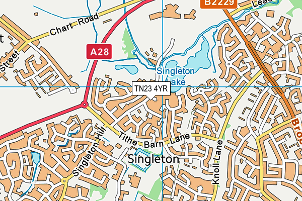 TN23 4YR map - OS VectorMap District (Ordnance Survey) TN23 4YR map - OS VectorMap District (Ordnance Survey)