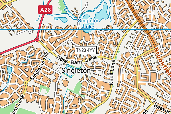 TN23 4YY map - OS VectorMap District (Ordnance Survey) TN23 4YY map - OS VectorMap District (Ordnance Survey)