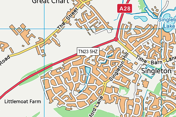 TN23 5HZ map - OS VectorMap District (Ordnance Survey)