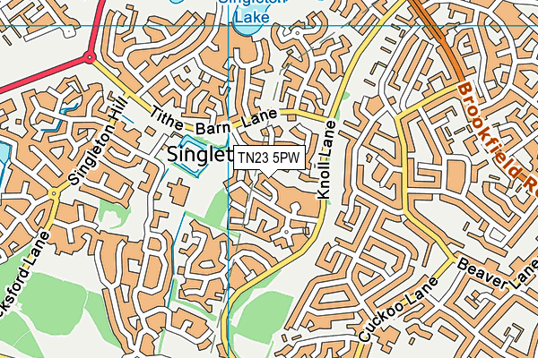 TN23 5PW map - OS VectorMap District (Ordnance Survey) TN23 5PW map - OS VectorMap District (Ordnance Survey)