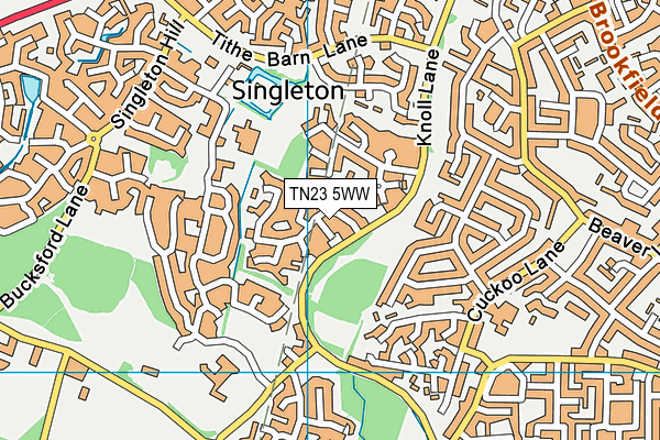 TN23 5WW map - OS VectorMap District (Ordnance Survey) TN23 5WW map - OS VectorMap District (Ordnance Survey)