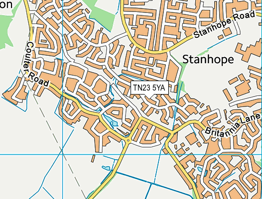 TN23 5YA map - OS VectorMap District (Ordnance Survey) TN23 5YA map - OS VectorMap District (Ordnance Survey)