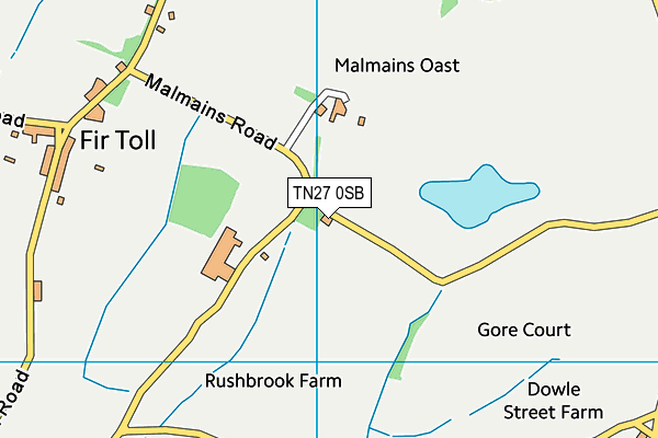 TN27 0SB map - OS VectorMap District (Ordnance Survey) TN27 0SB map - OS VectorMap District (Ordnance Survey)