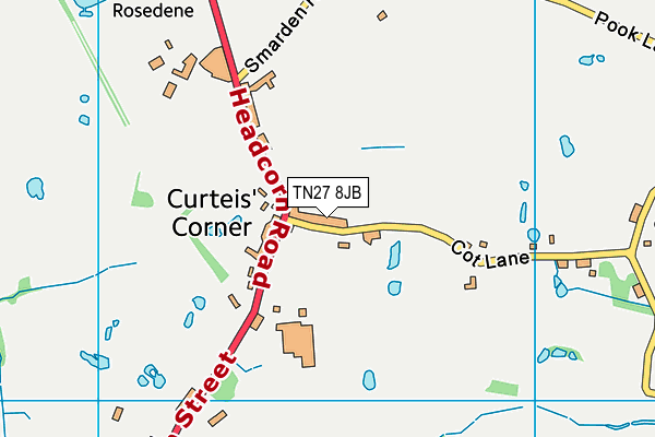 TN27 8JB map - OS VectorMap District (Ordnance Survey) TN27 8JB map - OS VectorMap District (Ordnance Survey)
