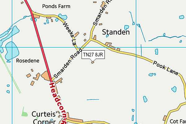 TN27 8JR map - OS VectorMap District (Ordnance Survey) TN27 8JR map - OS VectorMap District (Ordnance Survey)