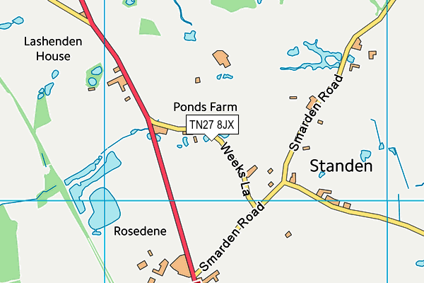 TN27 8JX map - OS VectorMap District (Ordnance Survey)