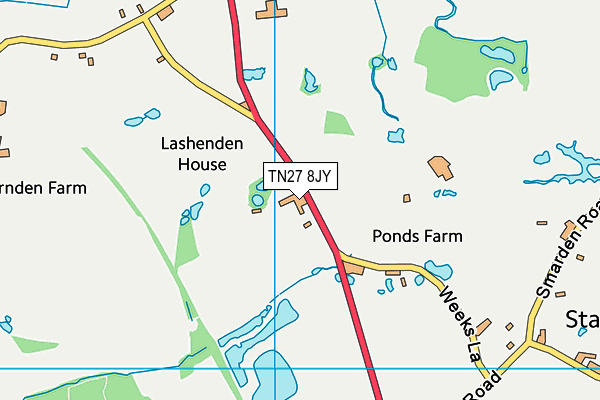 TN27 8JY map - OS VectorMap District (Ordnance Survey) TN27 8JY map - OS VectorMap District (Ordnance Survey)
