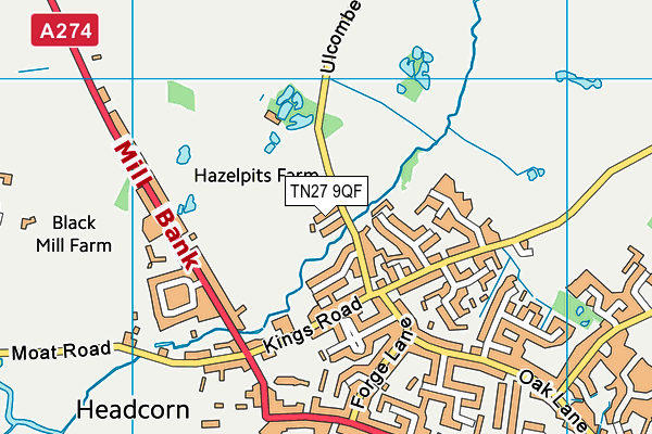 TN27 9QF map - OS VectorMap District (Ordnance Survey) TN27 9QF map - OS VectorMap District (Ordnance Survey)
