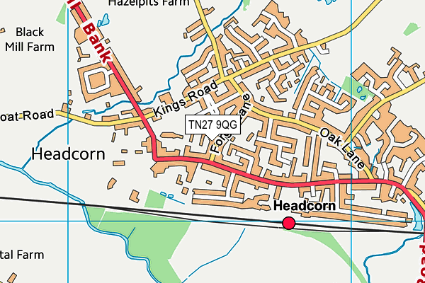 TN27 9QG map - OS VectorMap District (Ordnance Survey) TN27 9QG map - OS VectorMap District (Ordnance Survey)