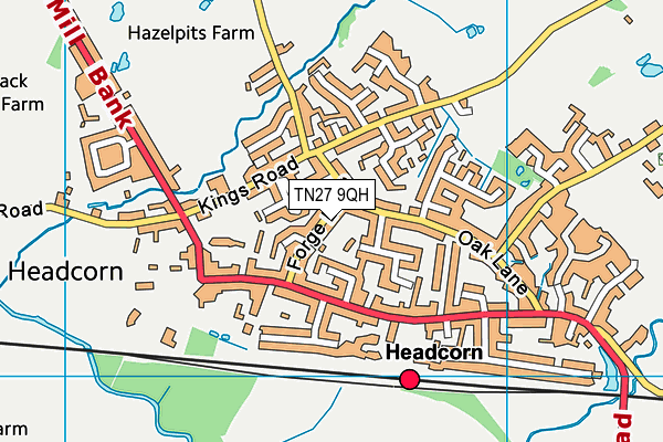 TN27 9QH map - OS VectorMap District (Ordnance Survey) TN27 9QH map - OS VectorMap District (Ordnance Survey)