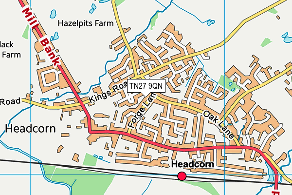 TN27 9QN map - OS VectorMap District (Ordnance Survey) TN27 9QN map - OS VectorMap District (Ordnance Survey)