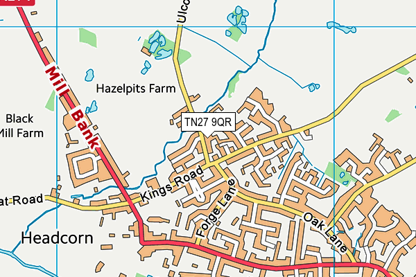 TN27 9QR map - OS VectorMap District (Ordnance Survey) TN27 9QR map - OS VectorMap District (Ordnance Survey)