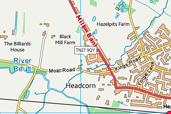 TN27 9QY map - OS VectorMap District (Ordnance Survey) TN27 9QY map - OS VectorMap District (Ordnance Survey)