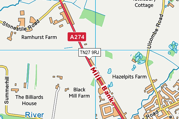 TN27 9RJ map - OS VectorMap District (Ordnance Survey) TN27 9RJ map - OS VectorMap District (Ordnance Survey)
