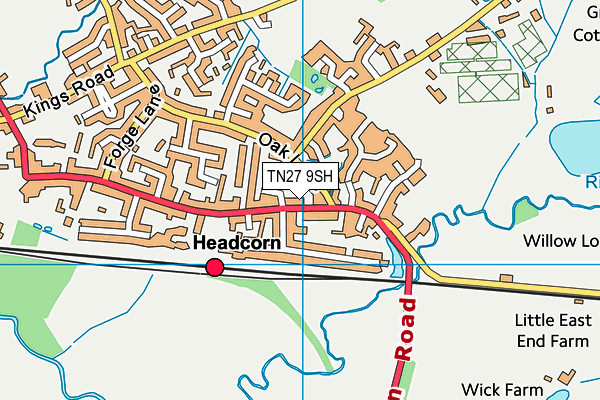 TN27 9SH map - OS VectorMap District (Ordnance Survey) TN27 9SH map - OS VectorMap District (Ordnance Survey)