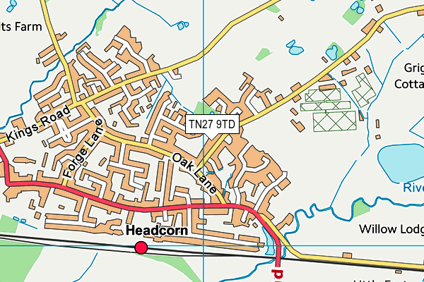 TN27 9TD map - OS VectorMap District (Ordnance Survey) TN27 9TD map - OS VectorMap District (Ordnance Survey)