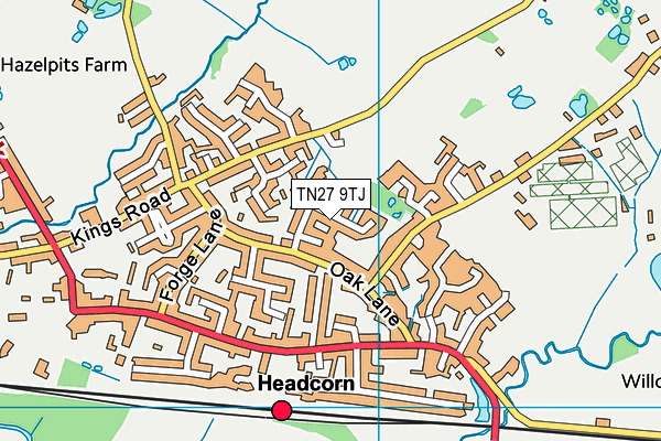 TN27 9TJ map - OS VectorMap District (Ordnance Survey) TN27 9TJ map - OS VectorMap District (Ordnance Survey)