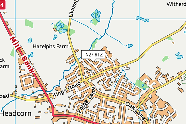 TN27 9TZ map - OS VectorMap District (Ordnance Survey) TN27 9TZ map - OS VectorMap District (Ordnance Survey)