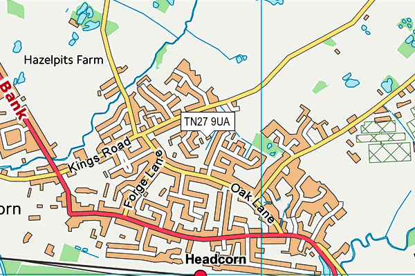 TN27 9UA map - OS VectorMap District (Ordnance Survey) TN27 9UA map - OS VectorMap District (Ordnance Survey)