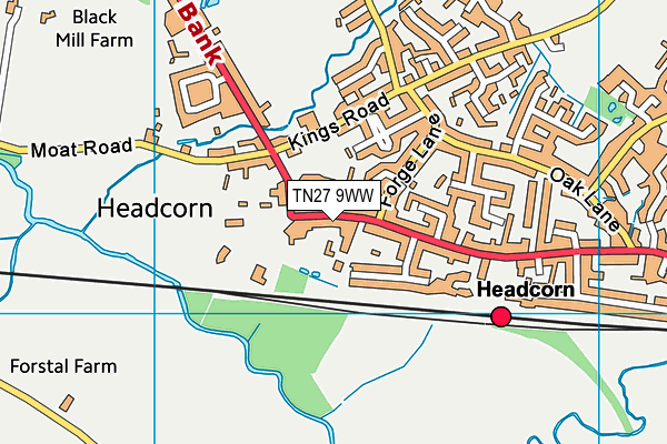 TN27 9WW map - OS VectorMap District (Ordnance Survey) TN27 9WW map - OS VectorMap District (Ordnance Survey)