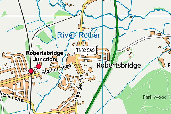 TN32 5AS map - OS VectorMap District (Ordnance Survey)