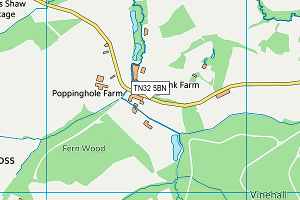 TN32 5BN map - OS VectorMap District (Ordnance Survey) TN32 5BN map - OS VectorMap District (Ordnance Survey)