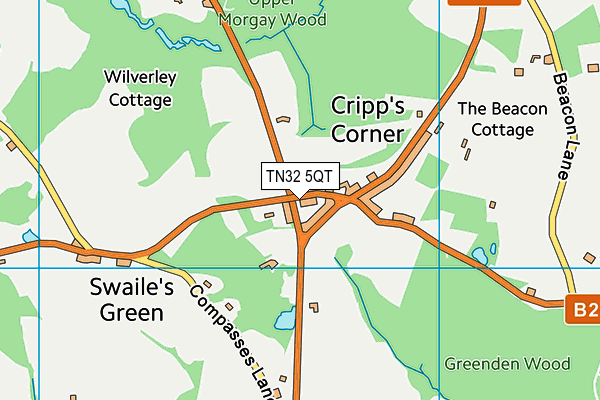 TN32 5QT map - OS VectorMap District (Ordnance Survey) TN32 5QT map - OS VectorMap District (Ordnance Survey)