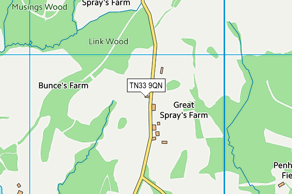 TN33 9QN map - OS VectorMap District (Ordnance Survey) TN33 9QN map - OS VectorMap District (Ordnance Survey)