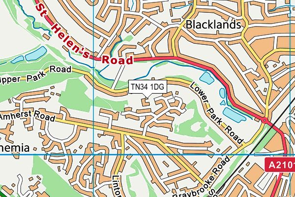 TN34 1DG map - OS VectorMap District (Ordnance Survey) TN34 1DG map - OS VectorMap District (Ordnance Survey)