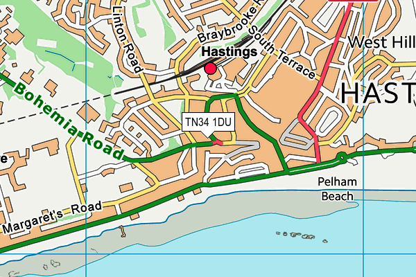 TN34 1DU map - OS VectorMap District (Ordnance Survey) TN34 1DU map - OS VectorMap District (Ordnance Survey)
