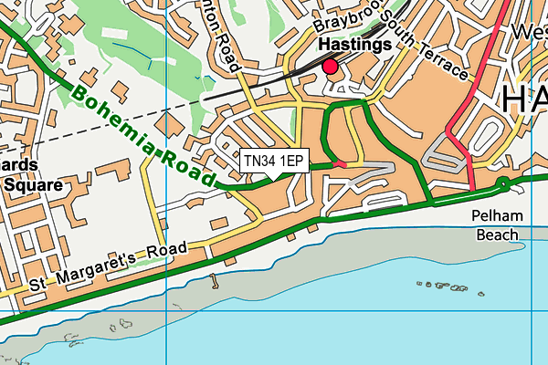 TN34 1EP map - OS VectorMap District (Ordnance Survey) TN34 1EP map - OS VectorMap District (Ordnance Survey)