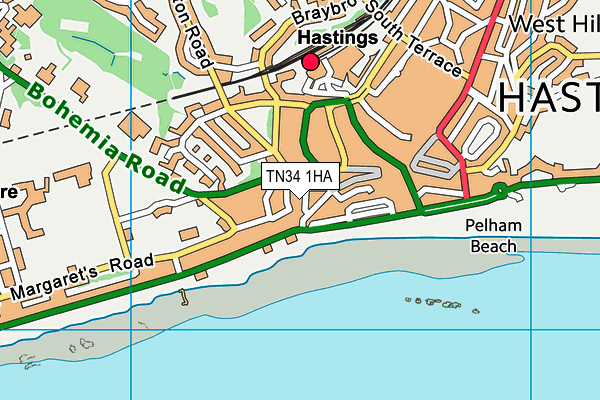 TN34 1HA map - OS VectorMap District (Ordnance Survey) TN34 1HA map - OS VectorMap District (Ordnance Survey)